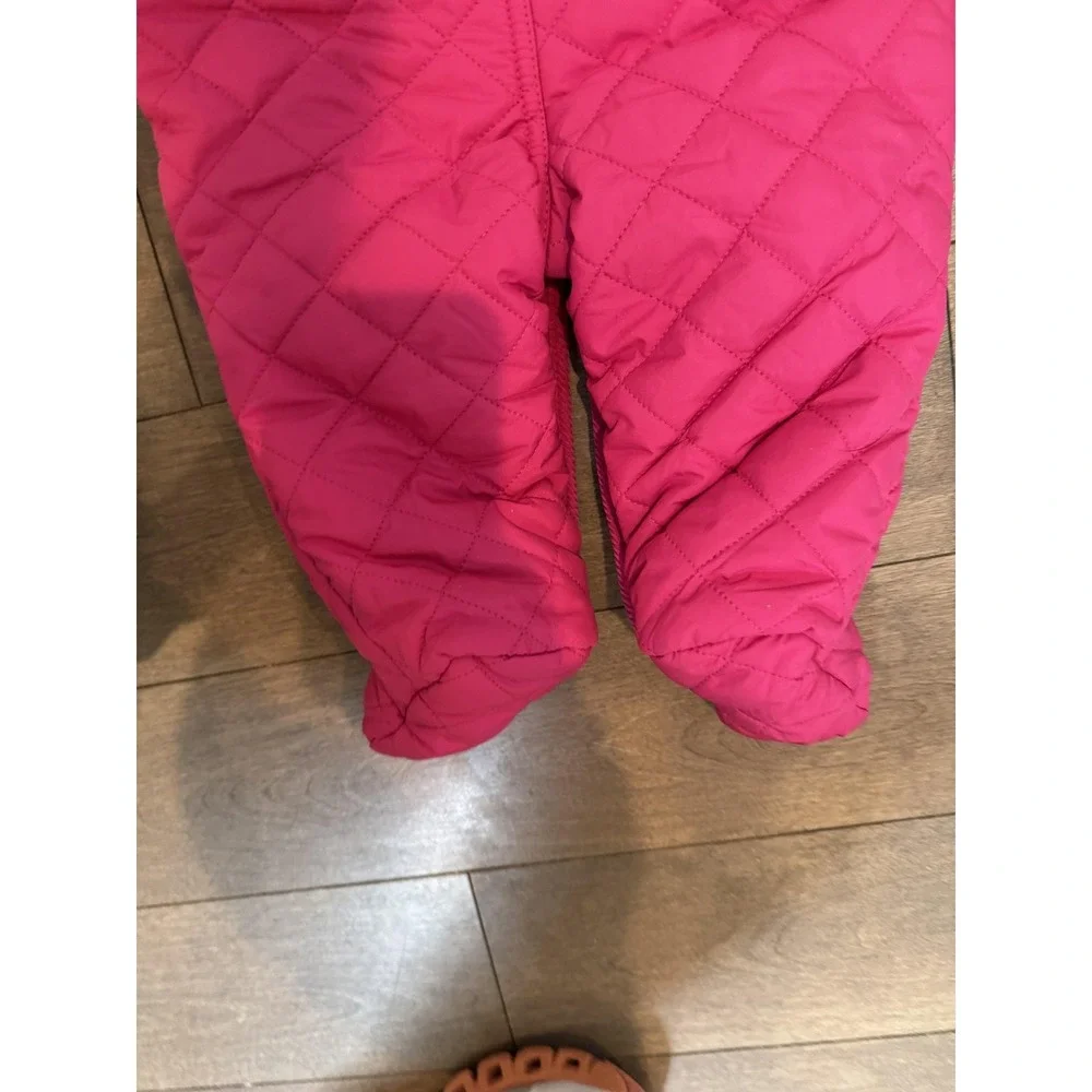 Ralph Lauren Bunting Infant 9M‎ Sport Pink Quilted Hooded Footed Snowsuit